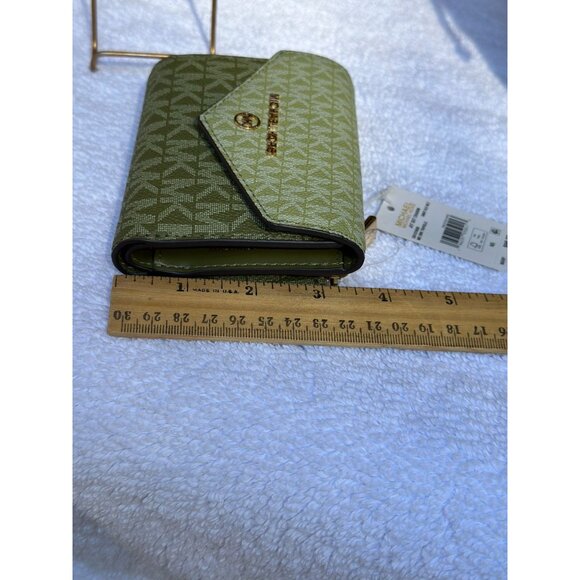 Michael Kors Logo Jet Set Charm Medium Envelope Trifold Wallet Smokey Olive - Picture 11 of 13